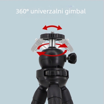 Stativ za stolni postav za mobilni telefon s kuglastom pan-tilt glavom — ABS + silikon gel, težina 0,26 kg, nosivost do 2 kg, bez ploče za brzo oslobađanje