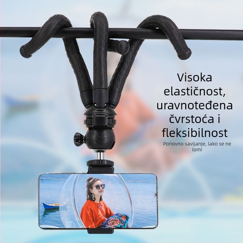 Stativ za stolni postav za mobilni telefon s kuglastom pan-tilt glavom — ABS + silikon gel, težina 0,26 kg, nosivost do 2 kg, bez ploče za brzo oslobađanje