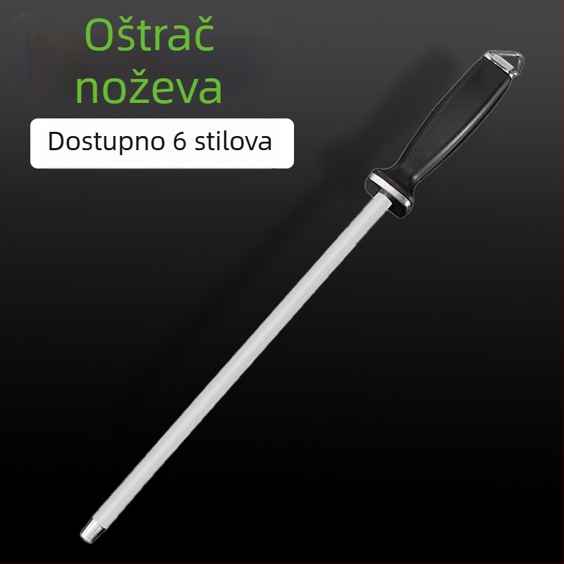 Štapić za oštrenje nože - visokougljična čeli, fino i grubo zrno, plastična drška, ručno, višenamjenski alat za oštrenje