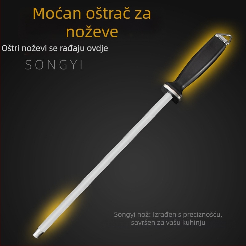 Štapić za oštrenje nože - visokougljična čeli, fino i grubo zrno, plastična drška, ručno, višenamjenski alat za oštrenje
