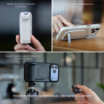 PGYTECH MagCam2 ručka za mobilnu fotografiju s Bluetooth daljinskim upravljačem i magnetskim bežičnim punjenjem — Modeli P-PG-081/082/083; Materijali: ABS+PC, aluminijska legura, cinkova legura
