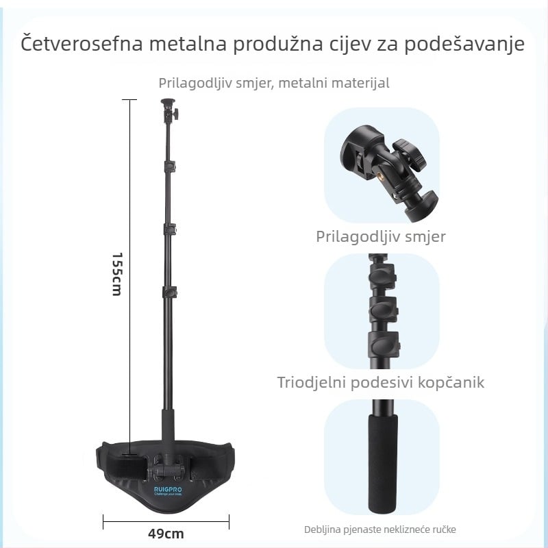 Držač za telefon na prsa za snimanje u POV-u, s klipom za ruksak, kompatibilan s Insta360, GoPro, DJI