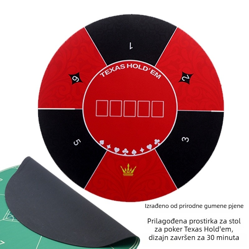 Kružna velika gumena protuklizna podloga za stol za Texas Hold'em i Mahjong; debeli podloga za igre s kartama.