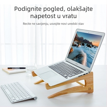 Drveni vertikalni nosač za hlađenje prijenosnog računala s sklopivim stolnim pretincem za pohranu i zaštitom cervikalne kralježnice (Model 200200028)