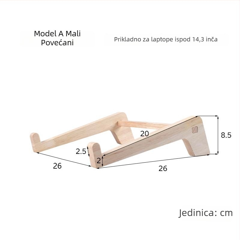 Drveni vertikalni nosač za hlađenje prijenosnog računala s sklopivim stolnim pretincem za pohranu i zaštitom cervikalne kralježnice (Model 200200028)