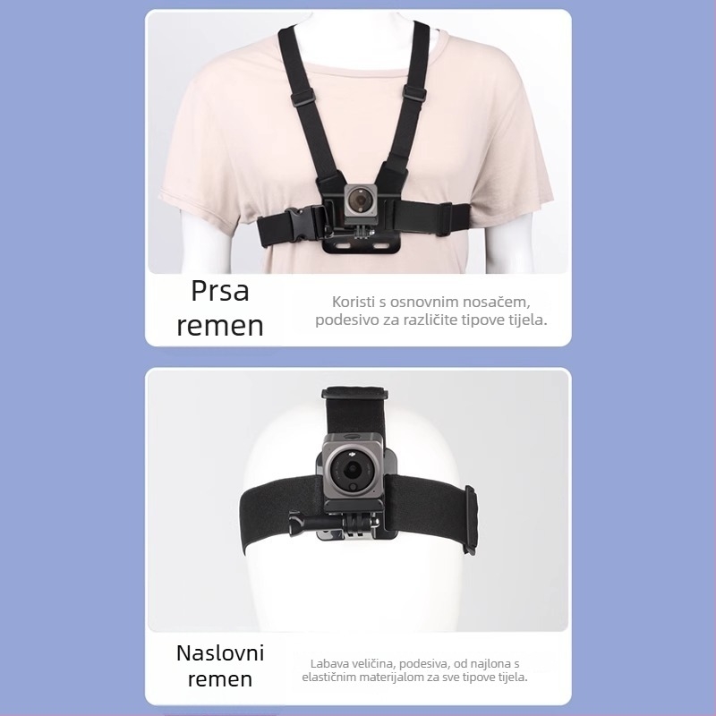 PS-0033 Skup dodatne opreme DJI Action2 za seriju Action2: Klip za ruksak, Traka za glavu, Traka za prsa, Traka za zglob