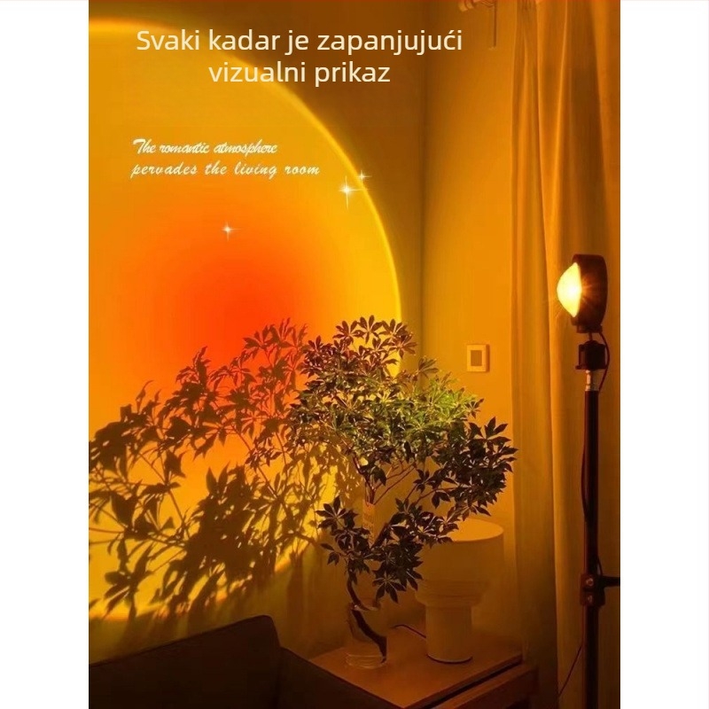 Podna lampa s podesivim bojama svjetla zalaska sunca, ambijentalno osvjetljenje dvorišta, pogodna za prijenos uživo i fotografiranje, lampica zalaska sunca koja traje