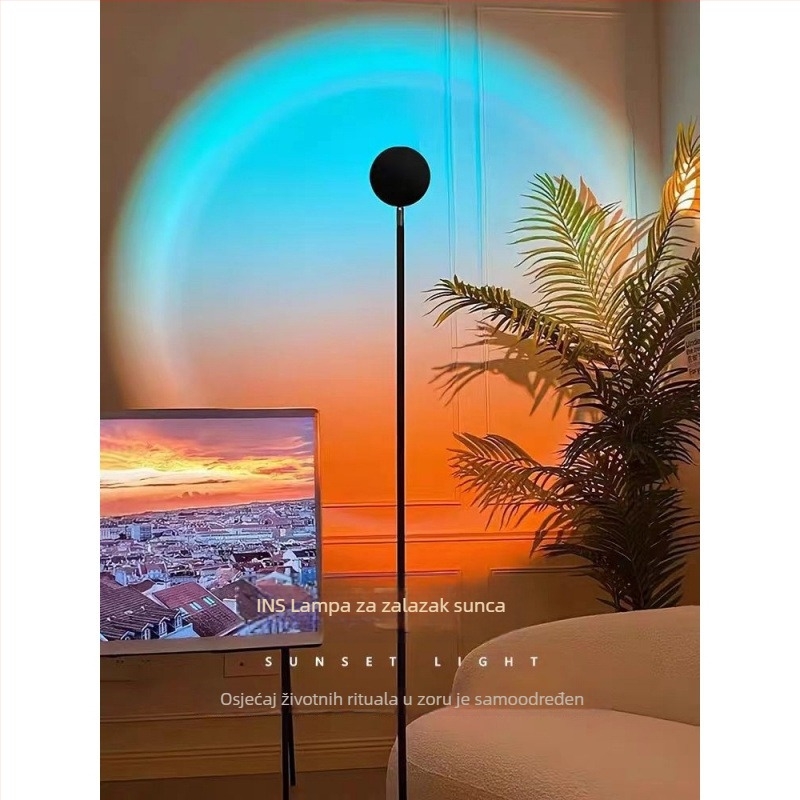 Podna lampa s podesivim bojama svjetla zalaska sunca, ambijentalno osvjetljenje dvorišta, pogodna za prijenos uživo i fotografiranje, lampica zalaska sunca koja traje