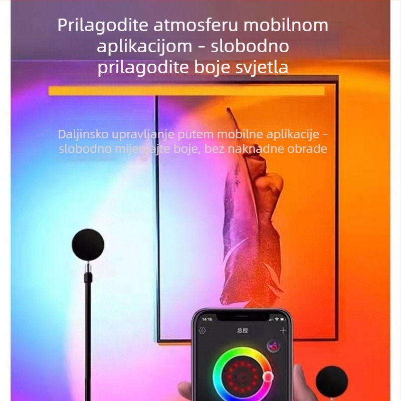 Podna lampa s podesivim bojama svjetla zalaska sunca, ambijentalno osvjetljenje dvorišta, pogodna za prijenos uživo i fotografiranje, lampica zalaska sunca koja traje