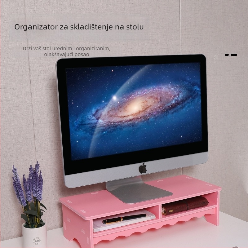 Nadograđeni stolni nosač za laptop i monitor, 2 sloja, PVC drvo-plast ploča, moderan stil