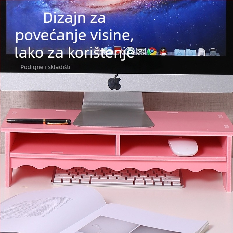 Nadograđeni stolni nosač za laptop i monitor, 2 sloja, PVC drvo-plast ploča, moderan stil
