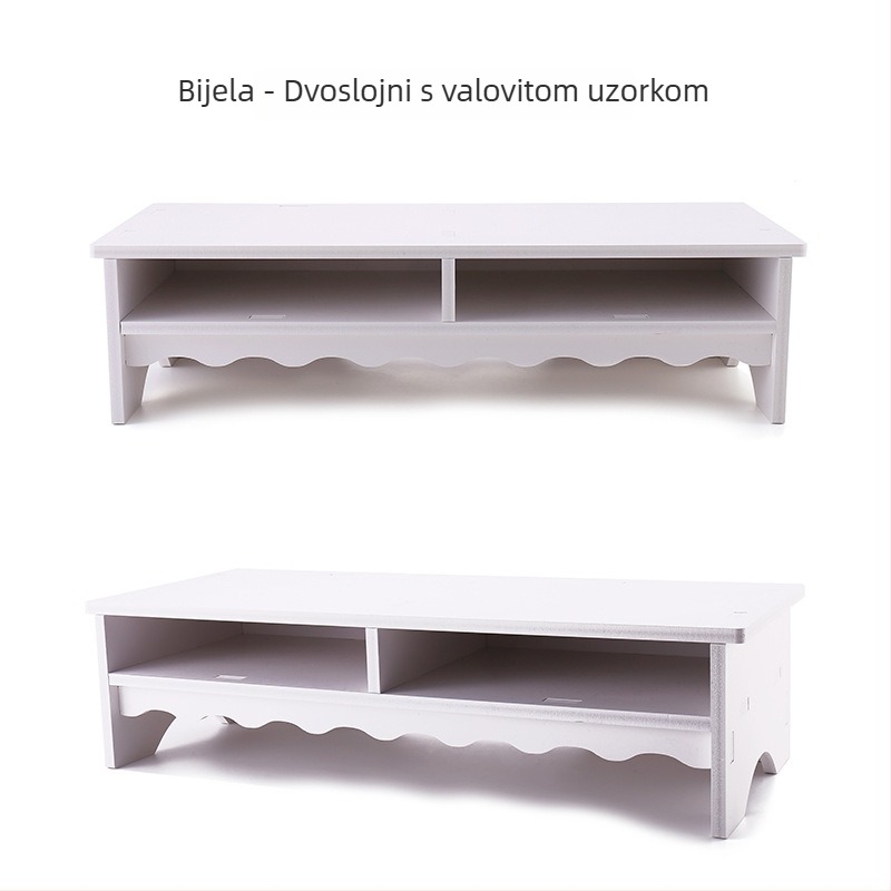 Nadograđeni stolni nosač za laptop i monitor, 2 sloja, PVC drvo-plast ploča, moderan stil