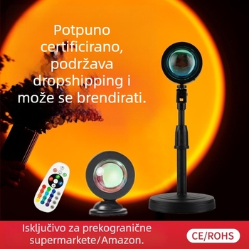 Oris RGB Mini Lampica zalaska sunca za fotografiranje i atmosferu, USB stolna lampa s daljinskim upravljačem, 19 cm