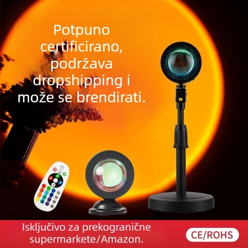 Oris RGB Mini Lampica zalaska sunca za fotografiranje i atmosferu, USB stolna lampa s daljinskim upravljačem, 19 cm