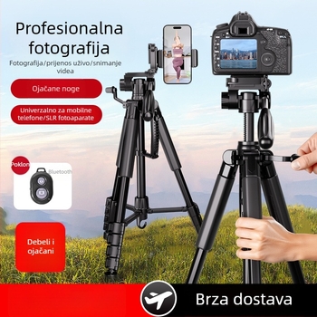 Stativ za kameru s 3-osnom glavom, prijenosna podrška za livestream s mobitelom, kompatibilan s Canon i Sony
