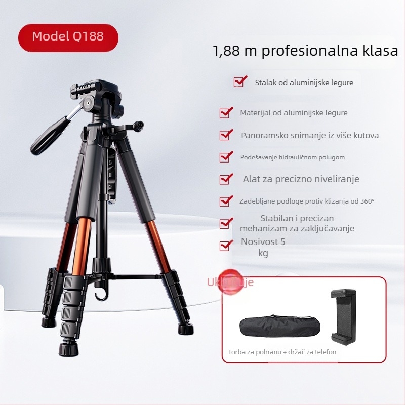 Stativ za kameru s 3-osnom glavom, prijenosna podrška za livestream s mobitelom, kompatibilan s Canon i Sony