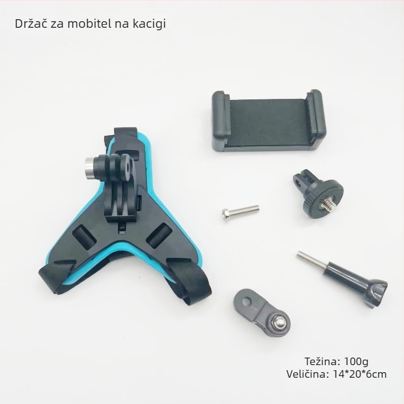 GoPro13 Držač za bradu kacige – Klip za telefon; GR19, PP+TPE, Opća kompatibilnost; Pakiranje: držač za bradu i klip za telefon