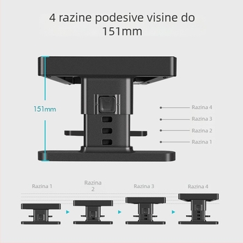 Metalni prilagodljivi nosač monitora s prostorom za stolom i bežičnim USB punjenjem