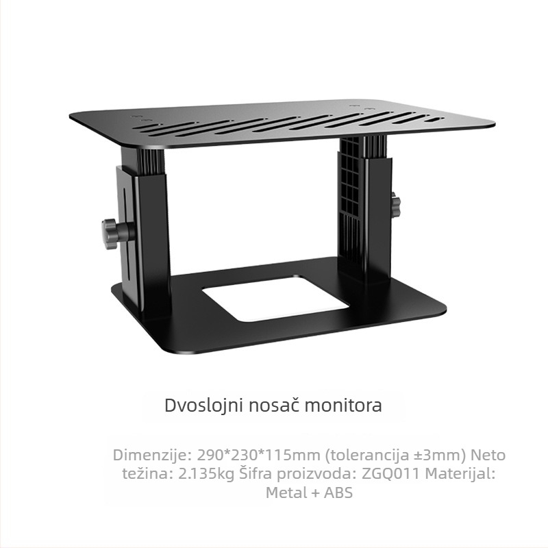Metalni prilagodljivi nosač monitora s prostorom za stolom i bežičnim USB punjenjem