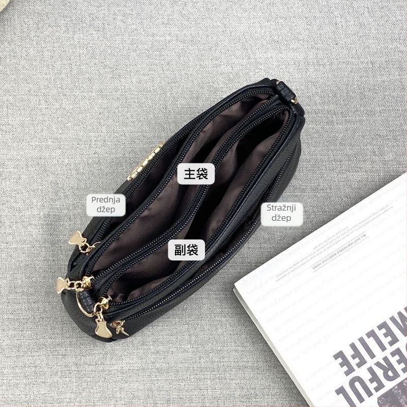Ženska PU crossbody torba, urbani stil jednostavnosti, horizontalni kvadratni oblik, unutarnje pregrade: džep sa zatvaračem, džep za mobitel, džep za identifikacijsku karticu, laminirani džep, zatvaranje zipom