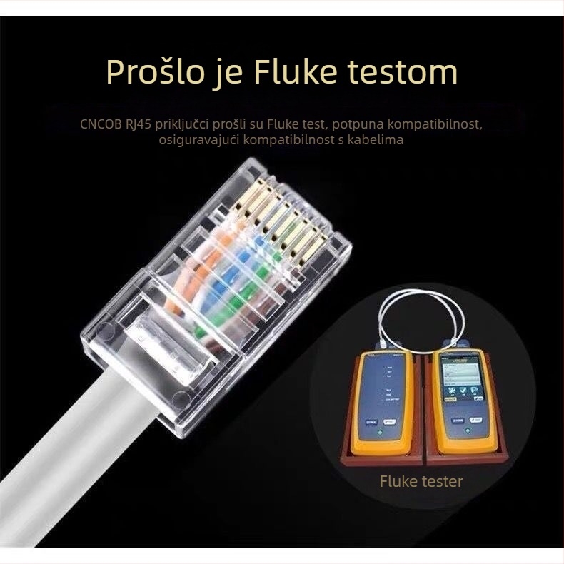 RJ45 konektor s 8 vodova od čiste bakra, zlatni kontakti, kompatibilan s Cat5e/Cat6, prijenos visoke brzine