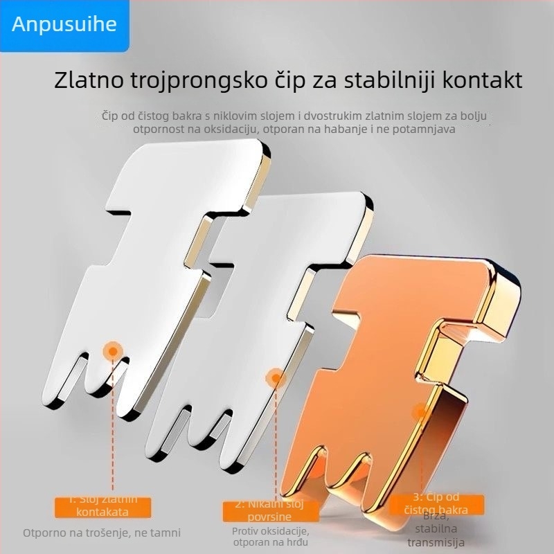 RJ45 konektor s 8 vodova od čiste bakra, zlatni kontakti, kompatibilan s Cat5e/Cat6, prijenos visoke brzine