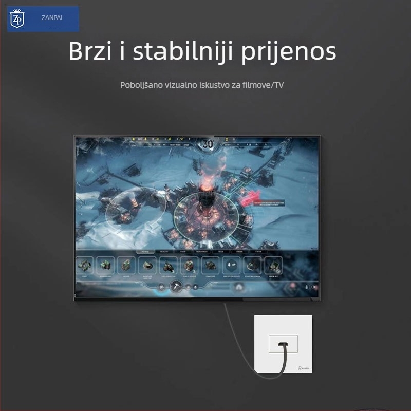 Zanpai 86-tip skriveni HDMI panel za zid, HDMI 2.0, 4K, zidna utičnica, Nacionalni standard