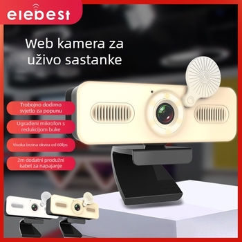 4K USB web kamera za konferencije, 3840x2160, 30fps, automatsko fokusiranje, ugrađeni mikrofon, bez upravljačkih programa.