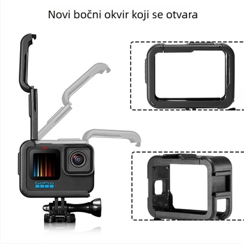 GoPro 10/11/12/13 plastični okvir zaštitnog kaveza s poklopcem baterije – PA materijal; uključuje okvir, bazu, duga vijka, poklopac objektiva, pakiranje; mogućnost ispisa logotipa; kompatibilan s GoPro 9