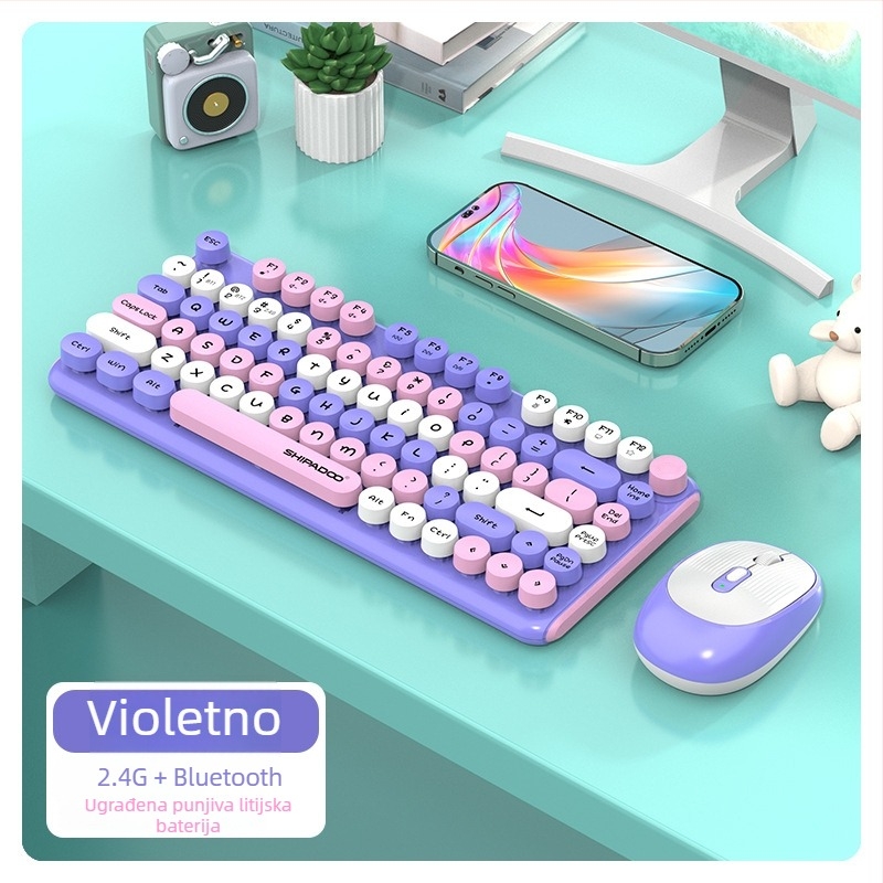 W688 Bežični set tipkovnice i miša - 82 tipke, dualni način 2.4G/Bluetooth, bežično punjenje, plug-and-play, ergonomski dizajn