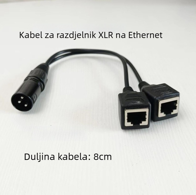 DMX512 XLR na RJ45 adapter za rasvjetu na sceni – kabel s tri vodiči, unutarnja upotreba, 100–220V