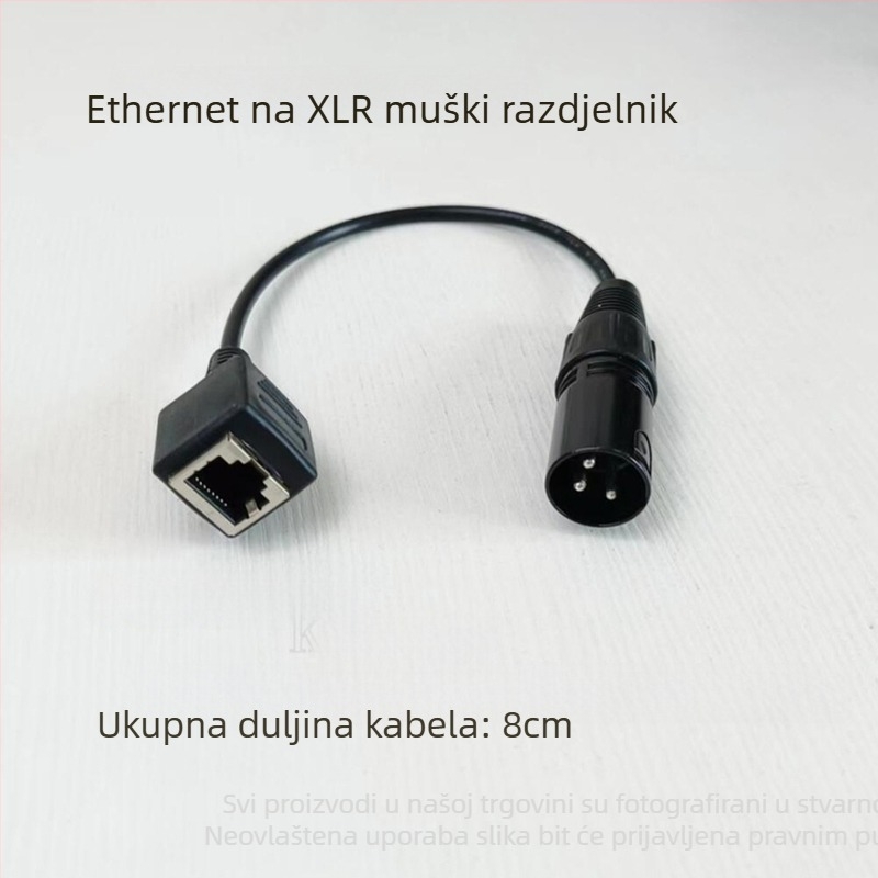 DMX512 XLR na RJ45 adapter za rasvjetu na sceni – kabel s tri vodiči, unutarnja upotreba, 100–220V