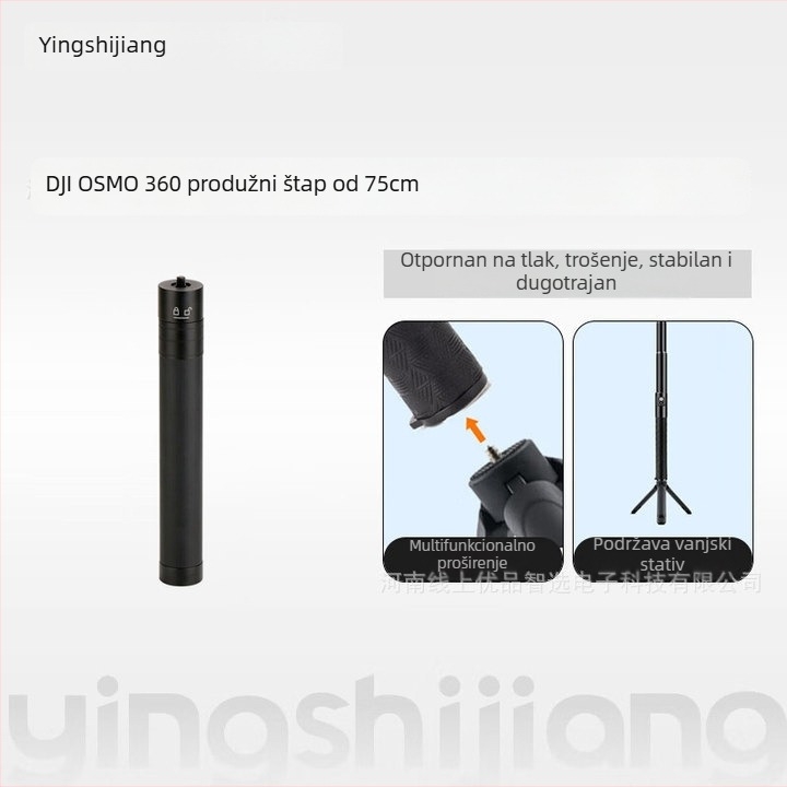 Stalak s rotirajućom ručkom od aluminijske legure, produžni štap za Insta360 i DJI panoramske kamere, model Zd-0258, 4 sekcije, nosivost do 2 kg