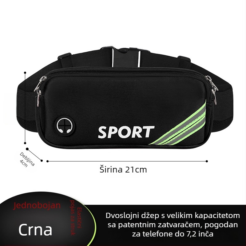 Sportska torba oko struka za trčanje i vožnju biciklom - Unisex, vodootporna, ultra lagana, protiv krađe, poliester