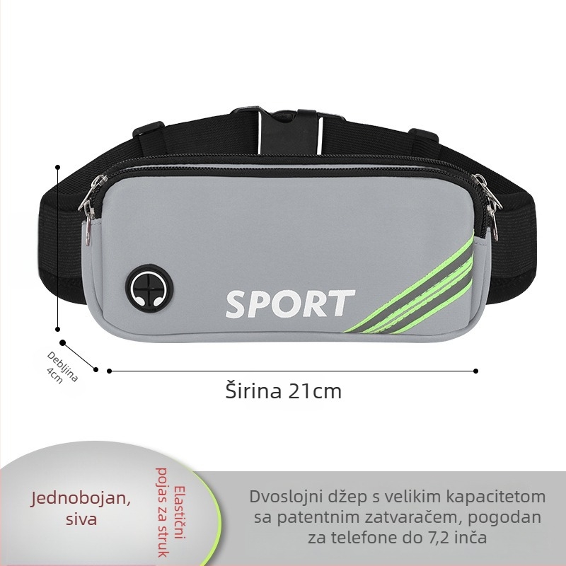 Sportska torba oko struka za trčanje i vožnju biciklom - Unisex, vodootporna, ultra lagana, protiv krađe, poliester