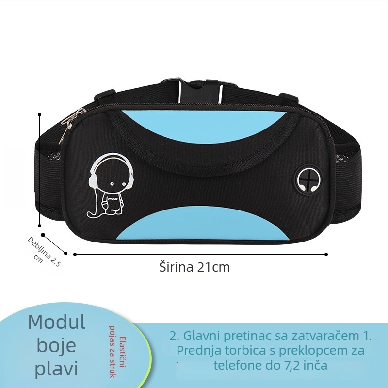 Sportska torba oko struka za trčanje i vožnju biciklom - Unisex, vodootporna, ultra lagana, protiv krađe, poliester