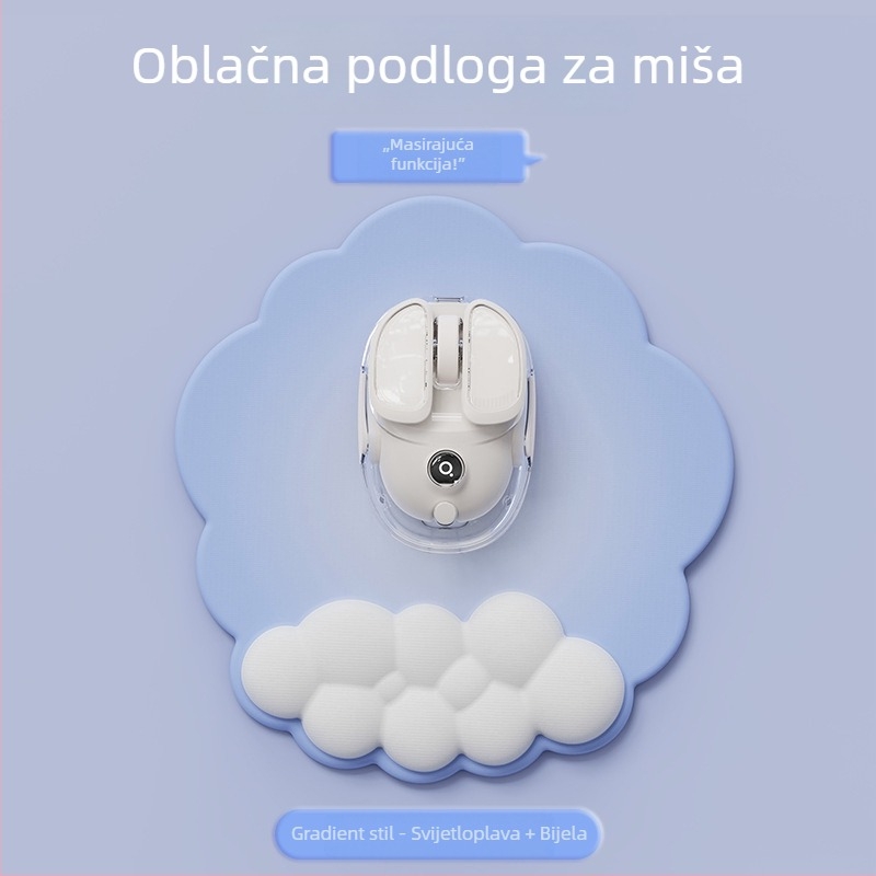 Podložak za zglob za ured — dizajn oblaka, materijal tkanina + pjena + PU, otporna na habanje, uključuje podršku za zglob