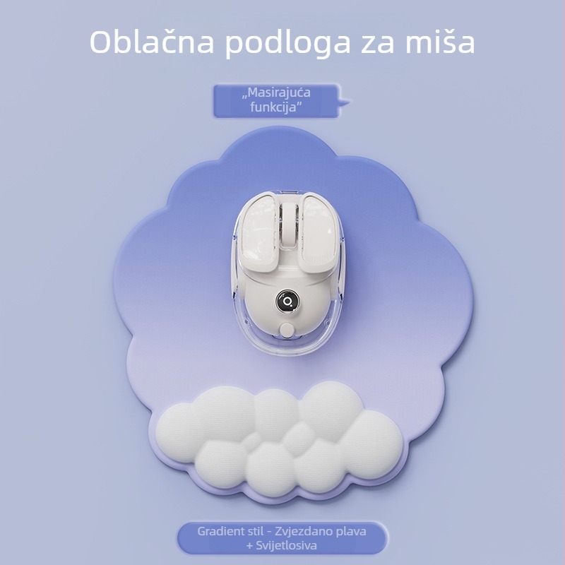 Podložak za zglob za ured — dizajn oblaka, materijal tkanina + pjena + PU, otporna na habanje, uključuje podršku za zglob