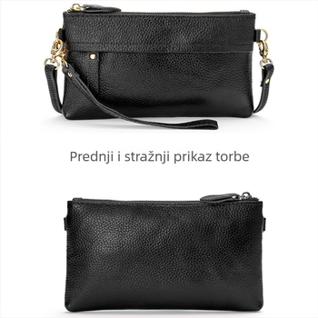 Torba za rameno od prave kože, korejskog stila, kvadratnog oblika, nekoliko unutarnjih džepova, zimska kolekcija 2024