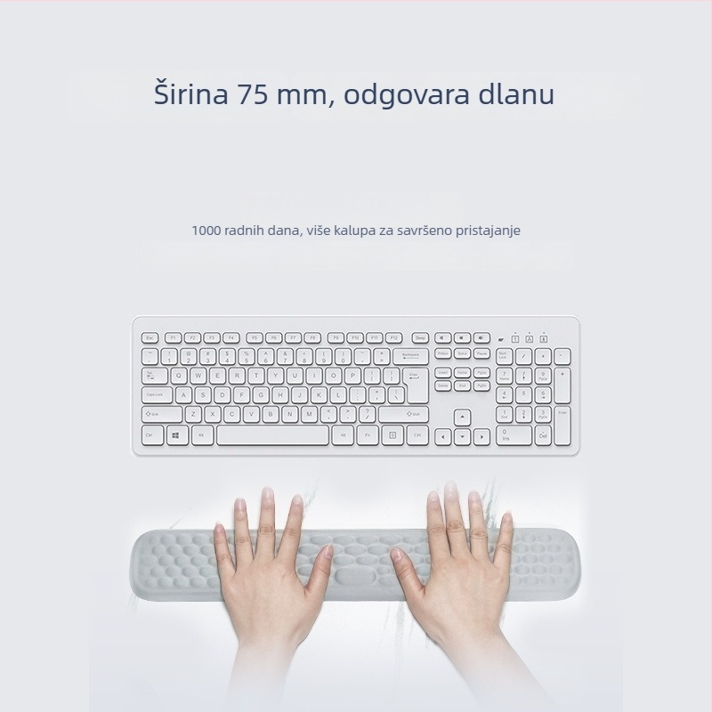 Podloga za zglob od memorijske pjene za tipkovnicu i miš — Velika podloga, memorijska pjena + tkanina, jednostrana, ubrizgano oblikovanje, OEM spreman