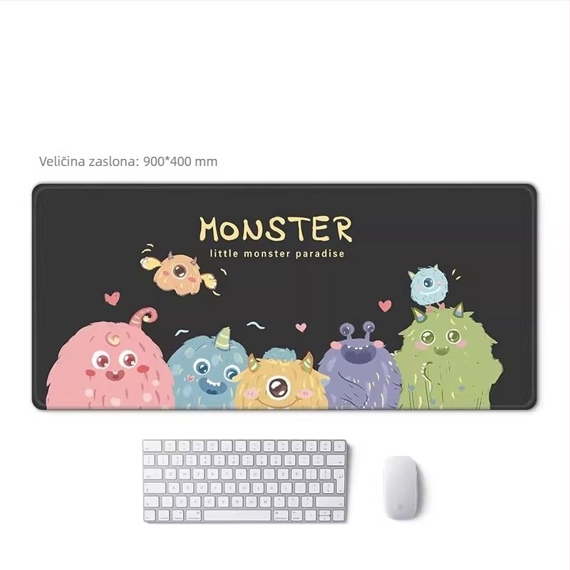 Ogromna podloga za miš s crtićem čudovištem i jastukom za zglob, pogodna za stolni prostor, laptop i tipkovnicu