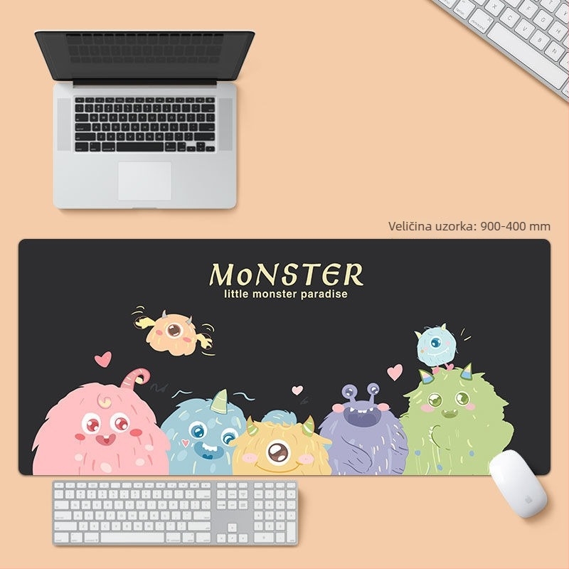 Ogromna podloga za miš s crtićem čudovištem i jastukom za zglob, pogodna za stolni prostor, laptop i tipkovnicu