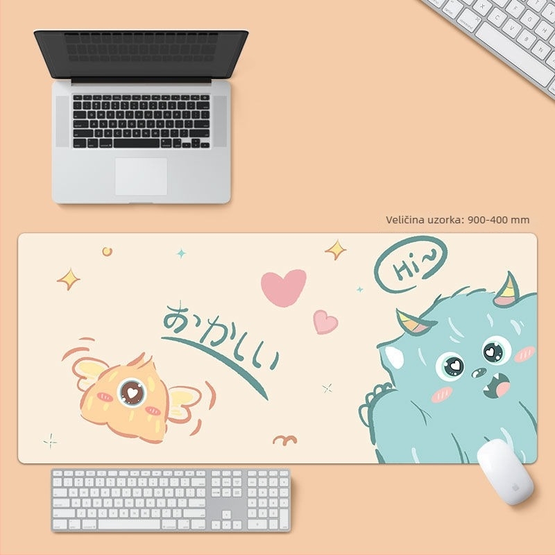 Ogromna podloga za miš s crtićem čudovištem i jastukom za zglob, pogodna za stolni prostor, laptop i tipkovnicu