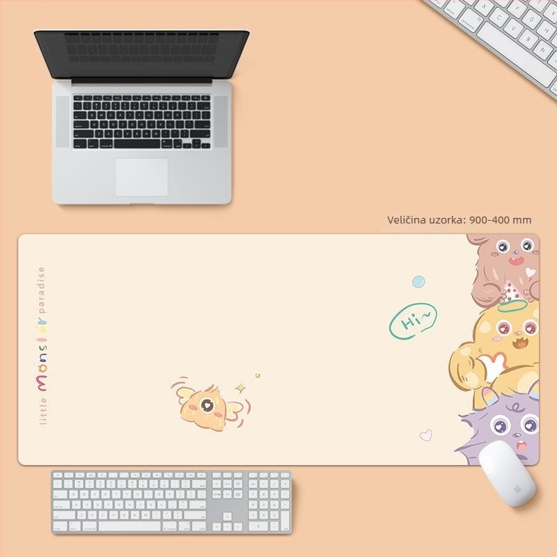 Ogromna podloga za miš s crtićem čudovištem i jastukom za zglob, pogodna za stolni prostor, laptop i tipkovnicu
