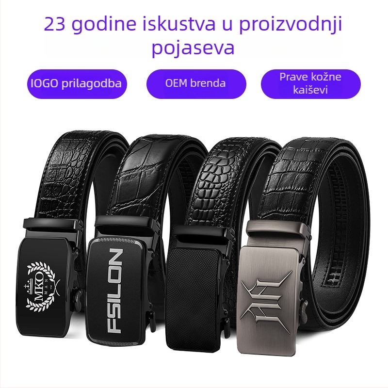 Muški kožni kaiš s automatskom kopčom, kopča od legure, širina 2-4 cm, Duchibut