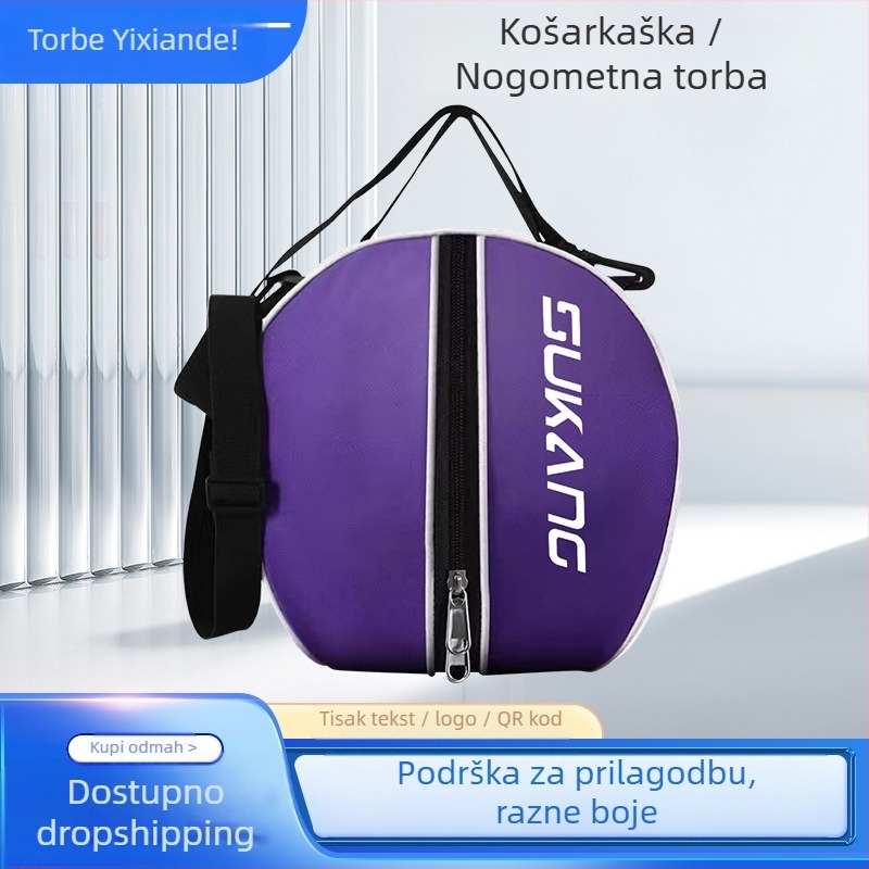 Torba za trening košarke s mrežastim odjeljkom, Oxford platno, otisnut logotip, jednodijelna torba preko ramena