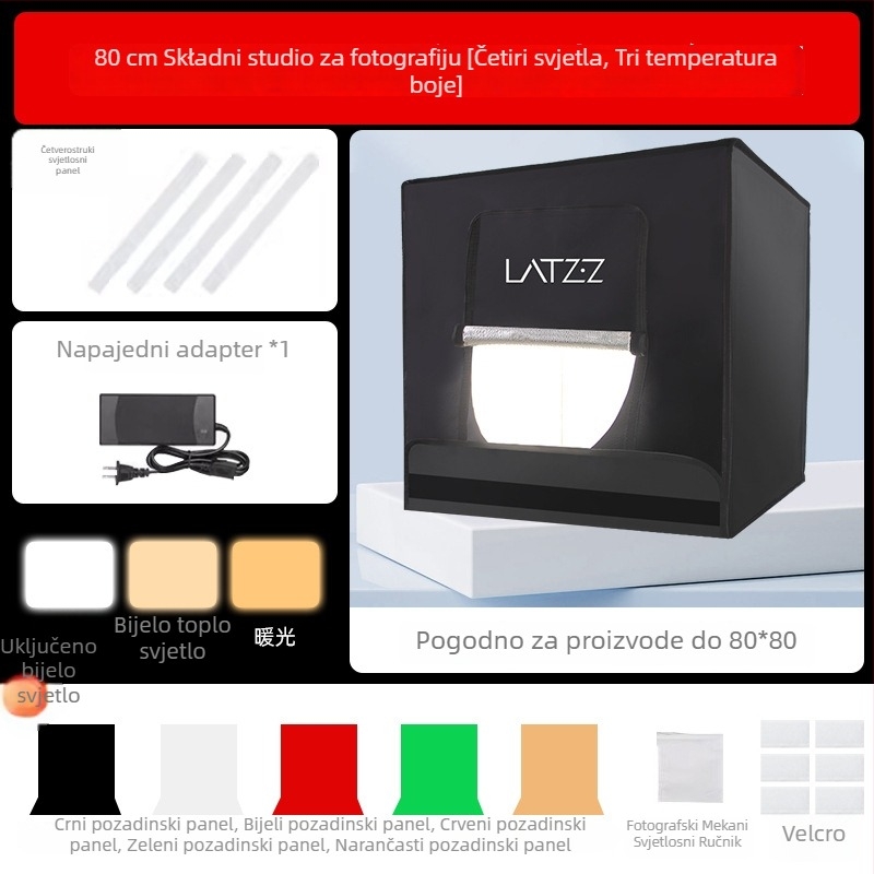 Studijski LED sklopivi svjetlosni kut za fotografiju, Oxford platno konstrukcija, sklopni dizajn, LATZZ, težina 5,4 kg