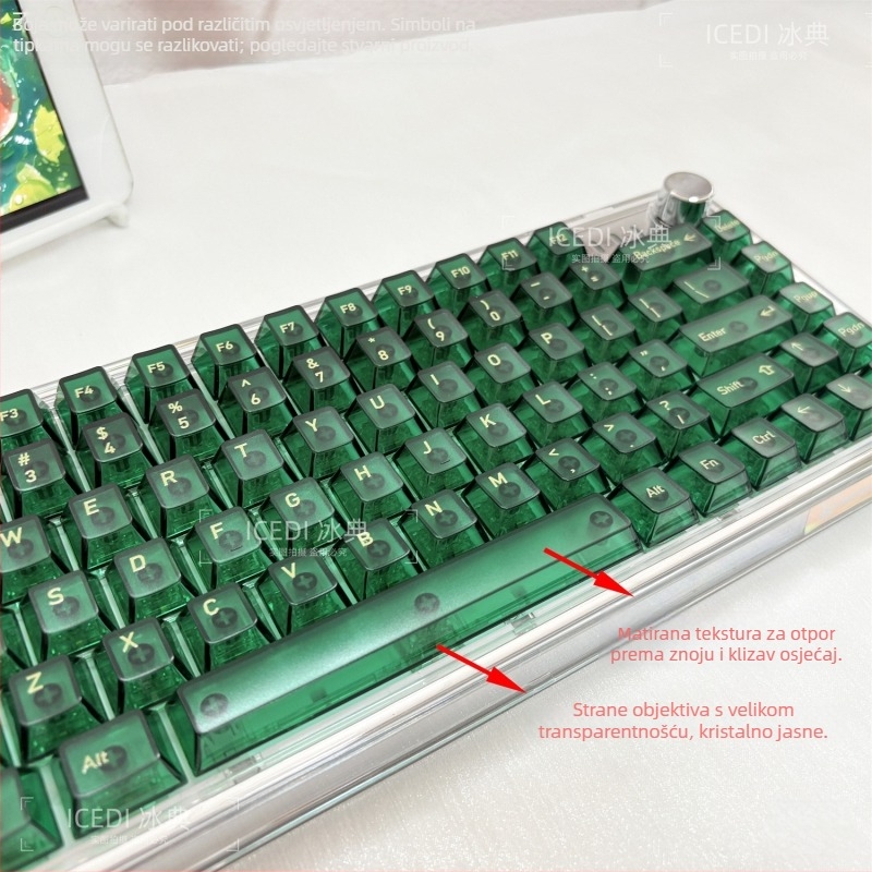 Smaragdno-originalna matna prozirna površina kapice za tipke s magnetskim prekidačem, PC, bežična veza do 3 uređaja, jednofarbno osvjetljenje