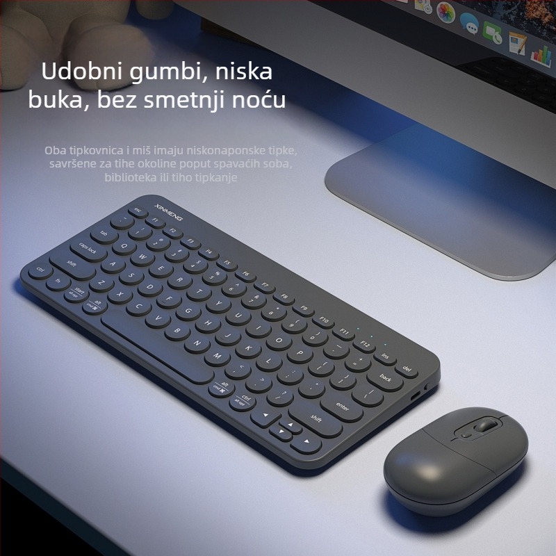 RF702 Bluetooth komplet tipkovnica i miš, 79 tipki, membranska tipkovnica, Bluetooth veza, ponovno punjiva, opća kompatibilnost