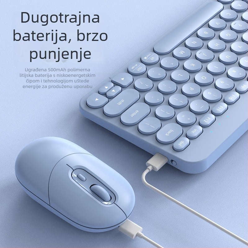 RF702 Bluetooth komplet tipkovnica i miš, 79 tipki, membranska tipkovnica, Bluetooth veza, ponovno punjiva, opća kompatibilnost